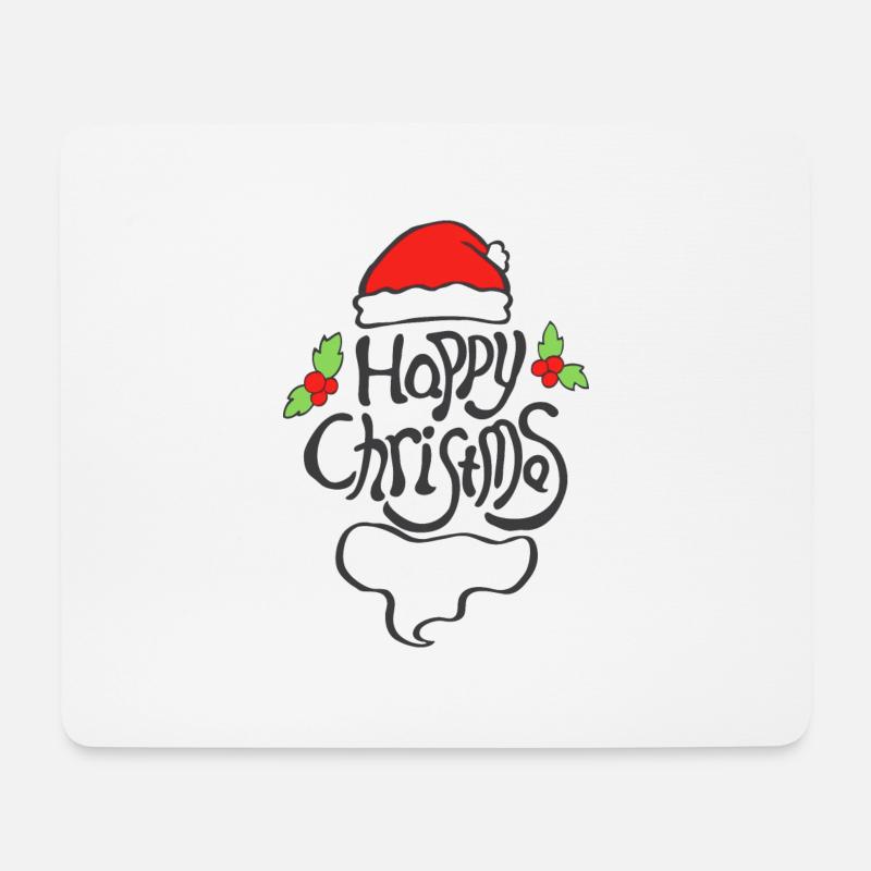 line-happychristmas typografie - Mousepad (Querformat) - Weiß