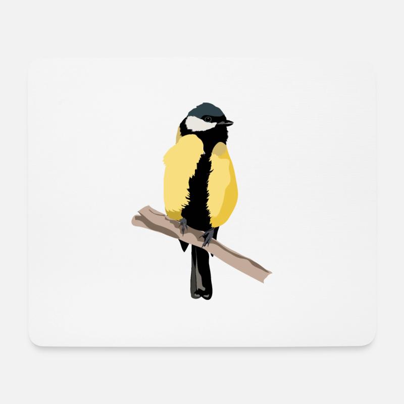 Kohlmeise - Mousepad (Querformat) - Weiß