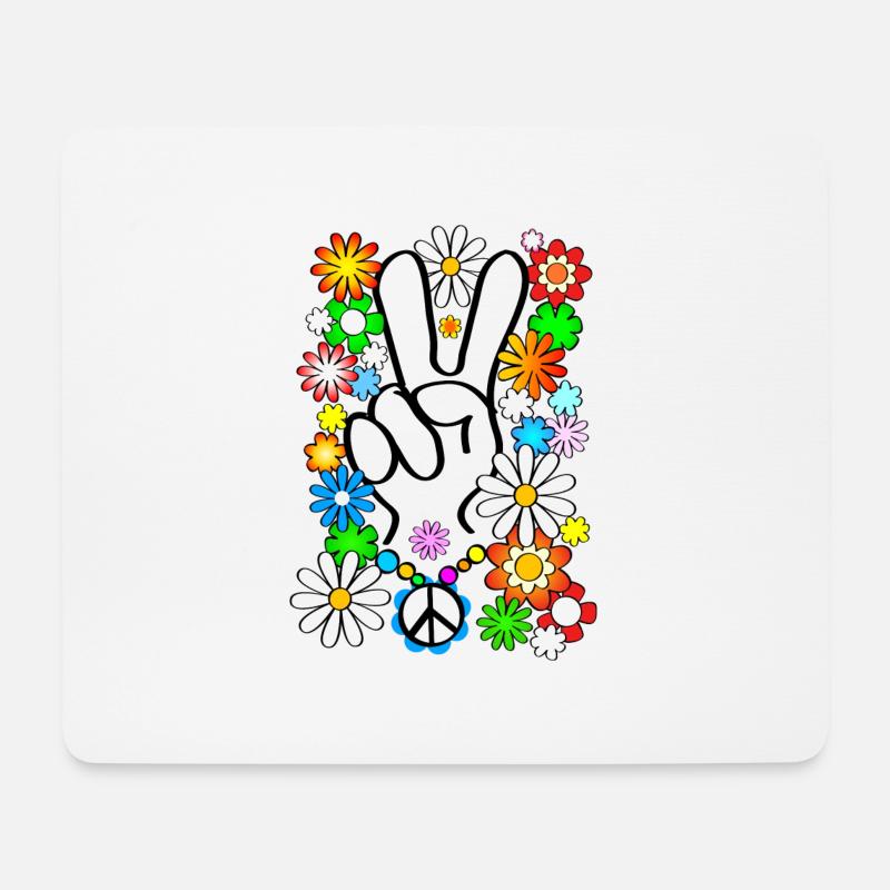 Flower Power & Peace 1 - Mousepad (Querformat) - Weiß