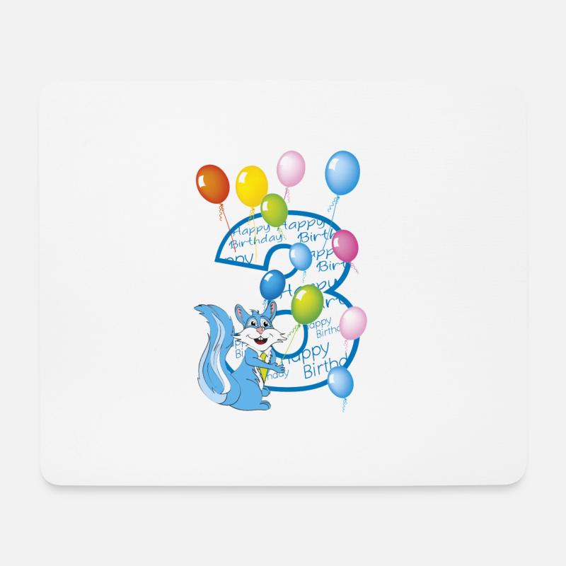 third birthday 3 years squirrel - Mouse Pad (horizontal) - white