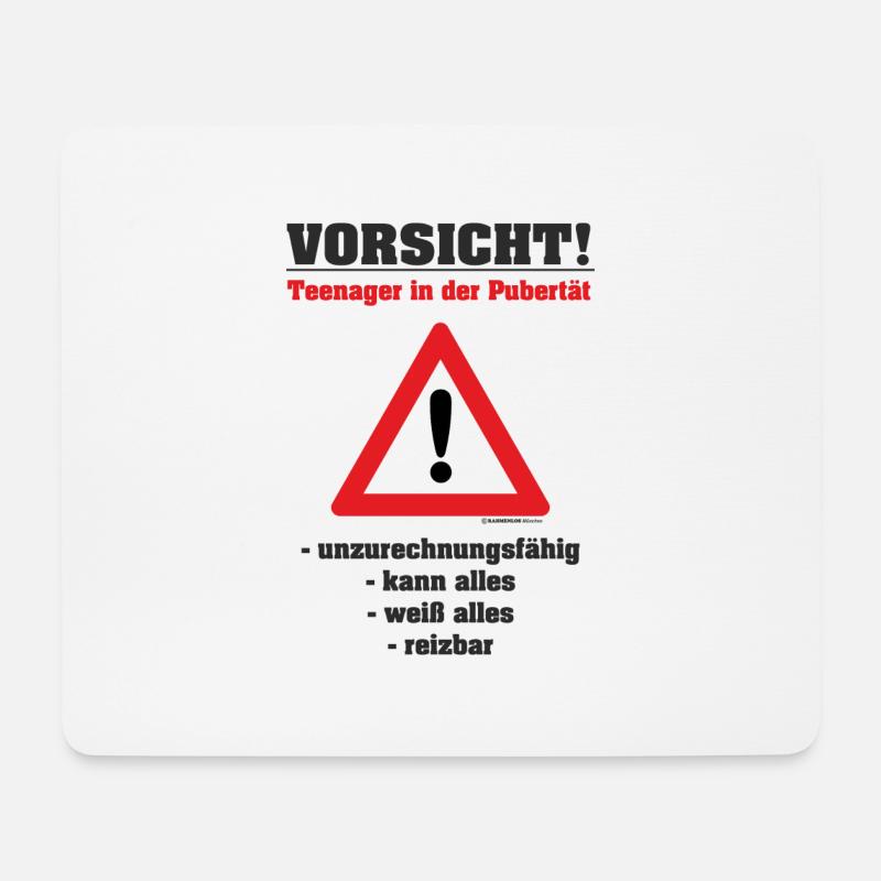 Vorsicht Teenager in der Pupertät - Mousepad (Querformat) - Weiß