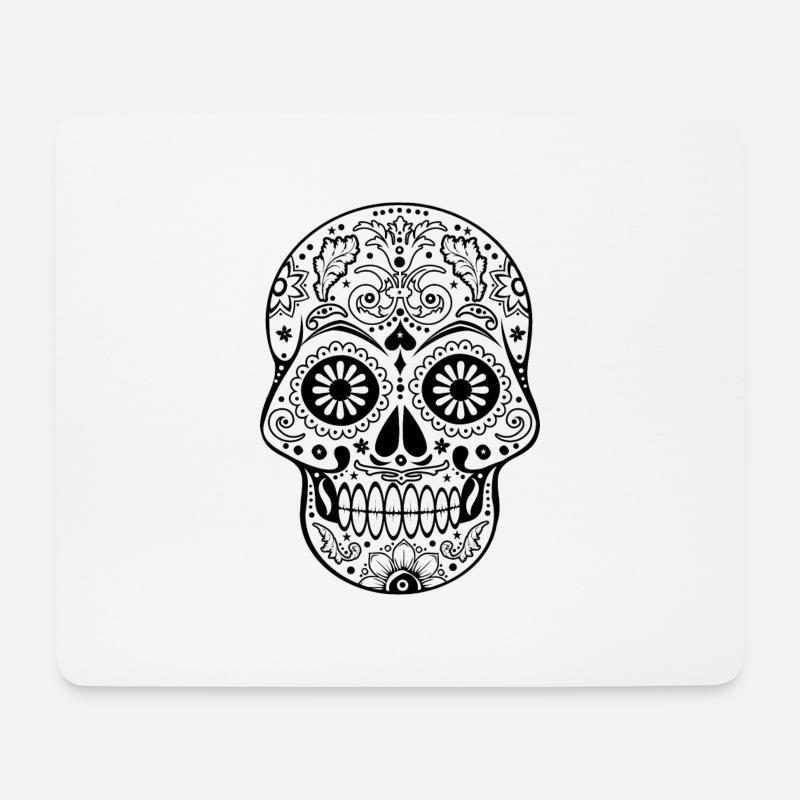 Gothic Ornaments Sugar Skull - black - Mousepad (Querformat) - Weiß