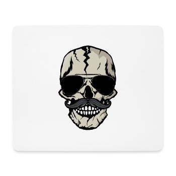 head of death hipster mustache skull skull bezel - Mouse Pad (horizontal) - white - Front