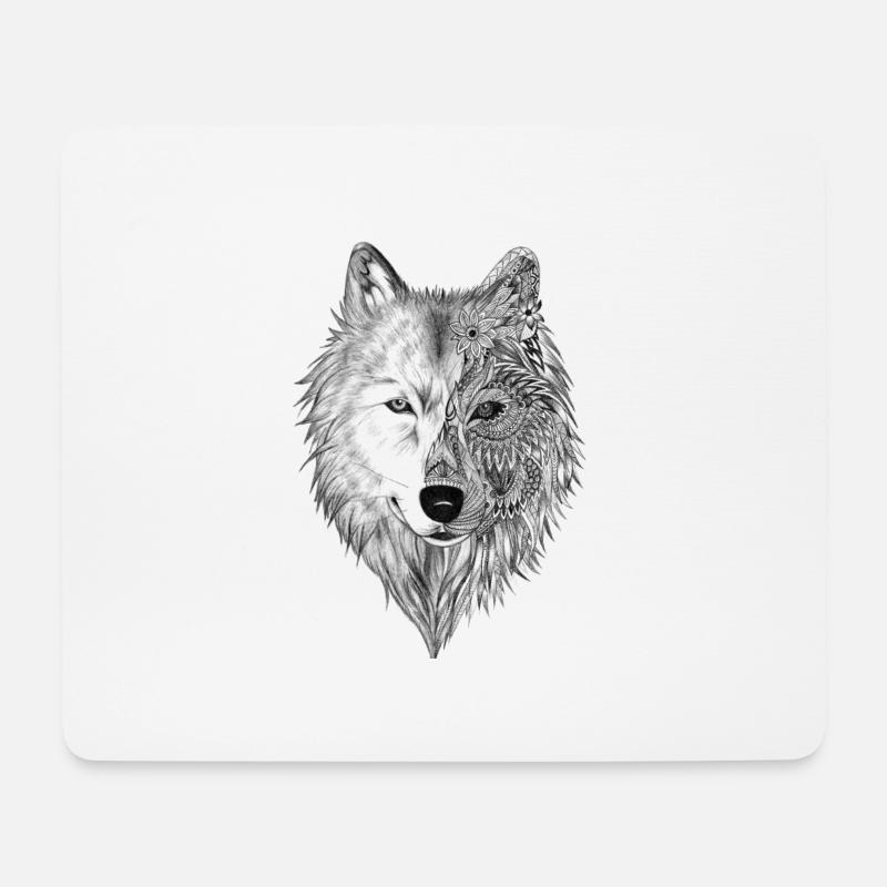 Wolf - Mousepad (Querformat) - Weiß