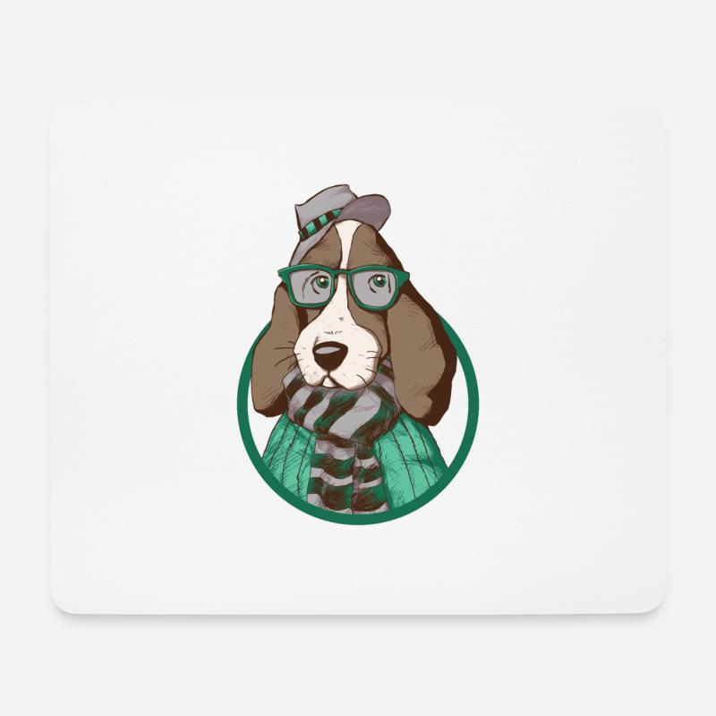 Hund mit HuT - Mousepad (Querformat) - Weiß