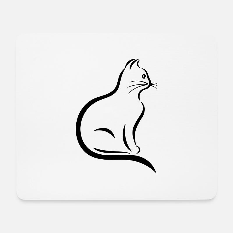 Sweet outlined cat - Mouse Pad (horizontal) - white