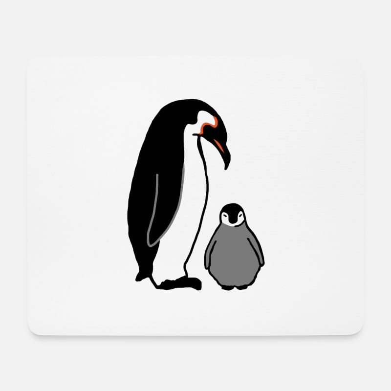 Pinguin mit Baby - Mousepad (Querformat) - Weiß