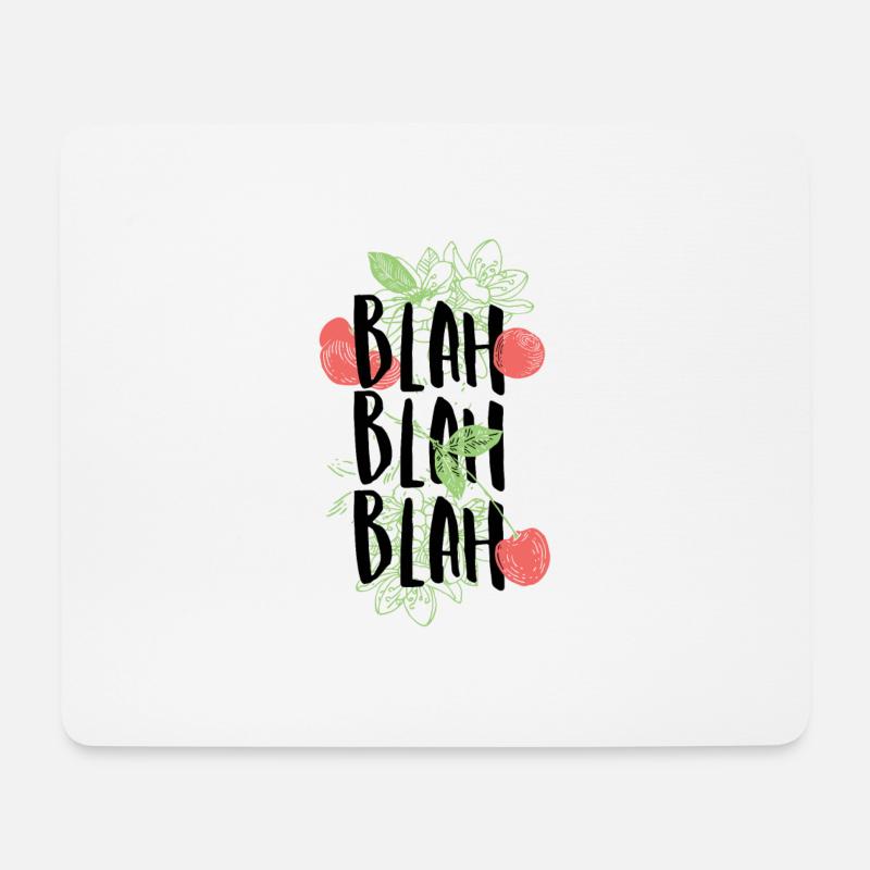 Blah Blah Kirschen & Blumen Geschenkidee - Mousepad (Querformat) - Weiß