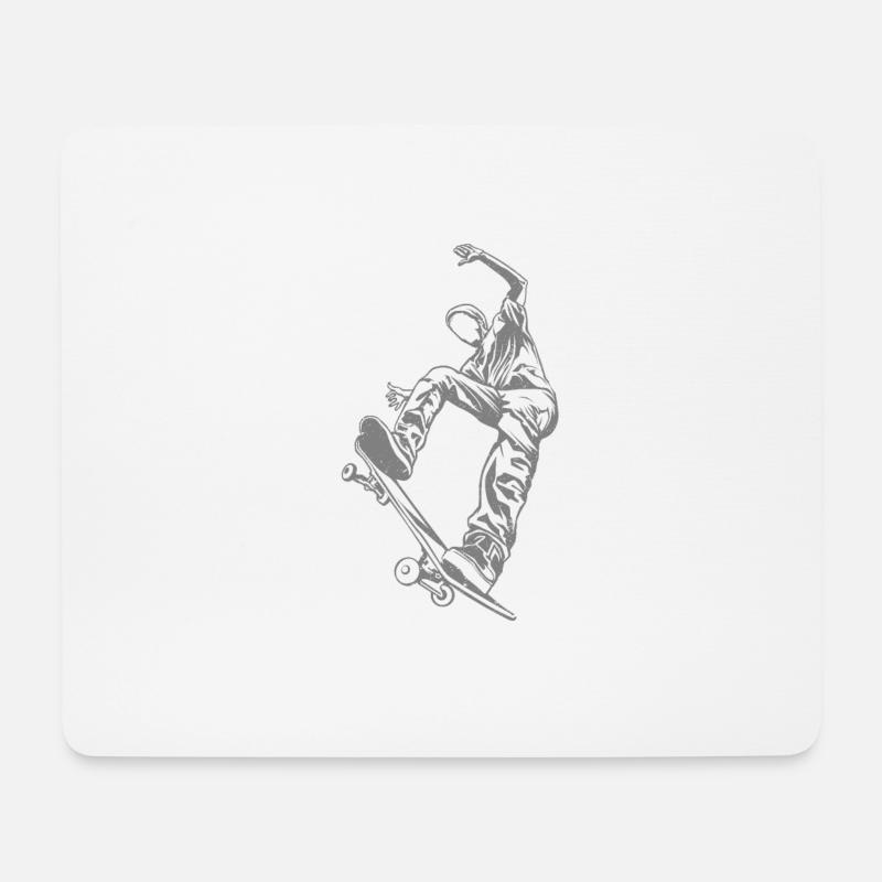 Skateboarder mit Skateboard - Mousepad (Querformat) - Weiß
