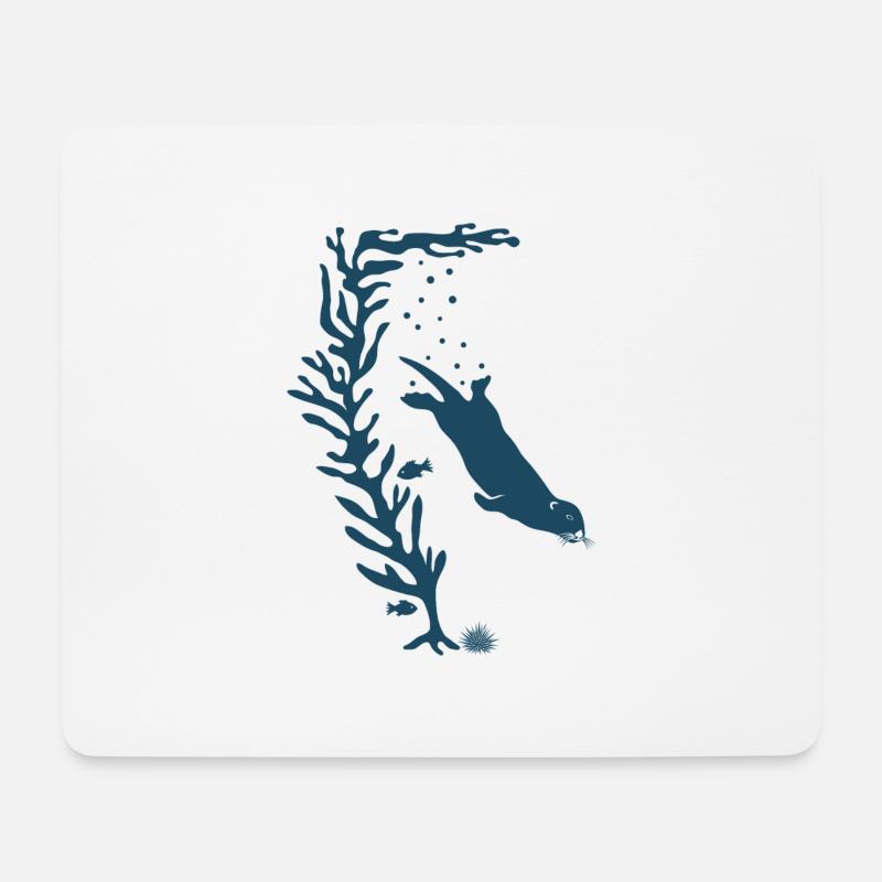 sea otter kelp forest california see meer ocean - Mousepad (Querformat) - Weiß