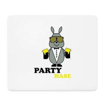 party_hase - Mousepad (Querformat) - Weiß - Vorne