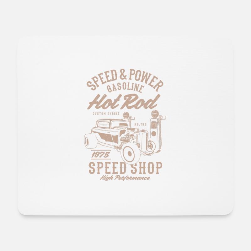 Speed & Power Hotrod Gasoline Speed Shop - Mousepad (Querformat) - Weiß