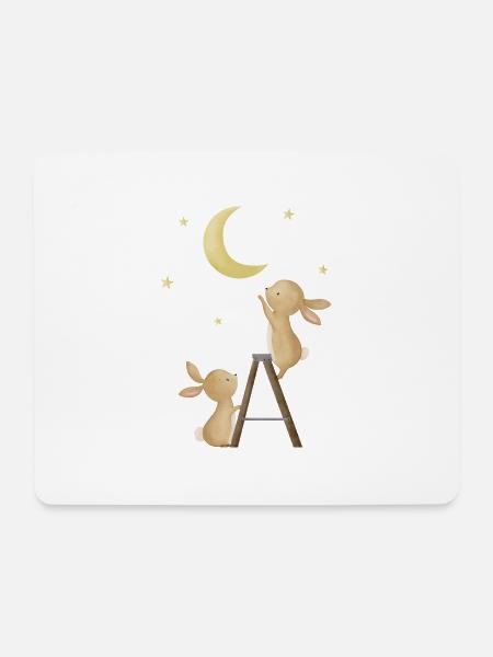 Hasen auf Leiter - Mousepad (Querformat) - Weiß