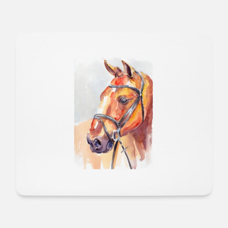 CHEVAL - Tapis de souris (format paysage) - blanc