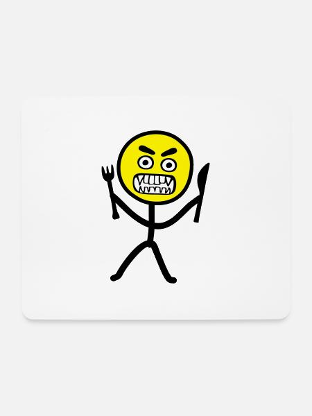 Hungriges Emoji Strichmännchen - Mousepad (Querformat) - Weiß