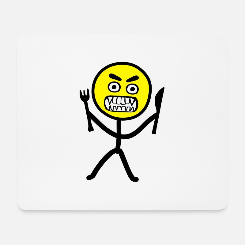 Hungriges Emoji Strichmännchen - Mousepad (Querformat) - Weiß
