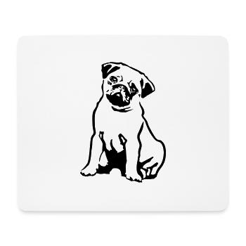 Hund Mops - Mousepad (Querformat) - Weiß - Vorne