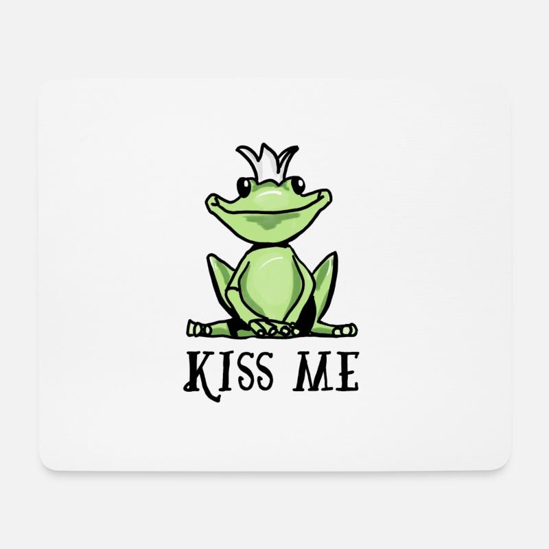 Kiss Me Frosch - Mousepad (Querformat) - Weiß