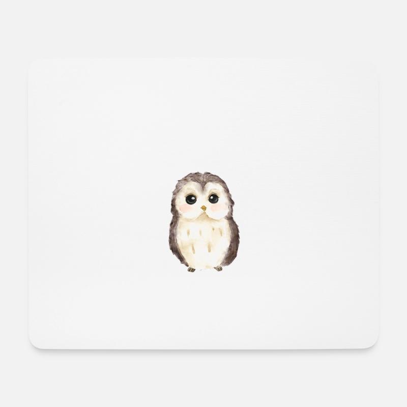 Baby Eule - Mousepad (Querformat) - Weiß