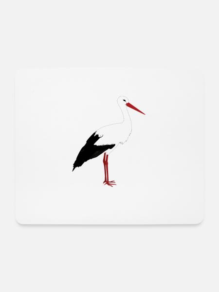 Storch steht - Mousepad (Querformat) - Weiß