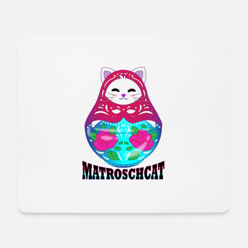 Matroschcat | Miauschka | Katze und Matroschka - Mousepad (Querformat) - Weiß
