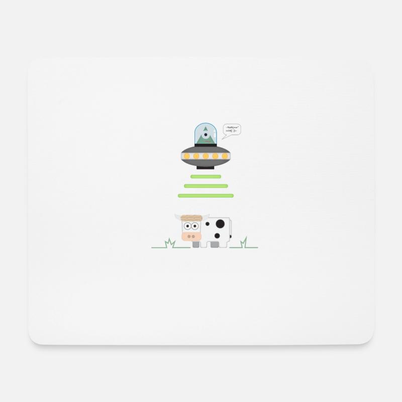 Alien abducting Cow - Mousepad (Querformat) - Weiß