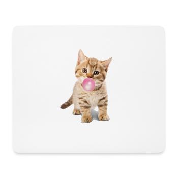 Nette Katze bläst rosa Bubblegum - Mousepad (Querformat) - Weiß - Vorne