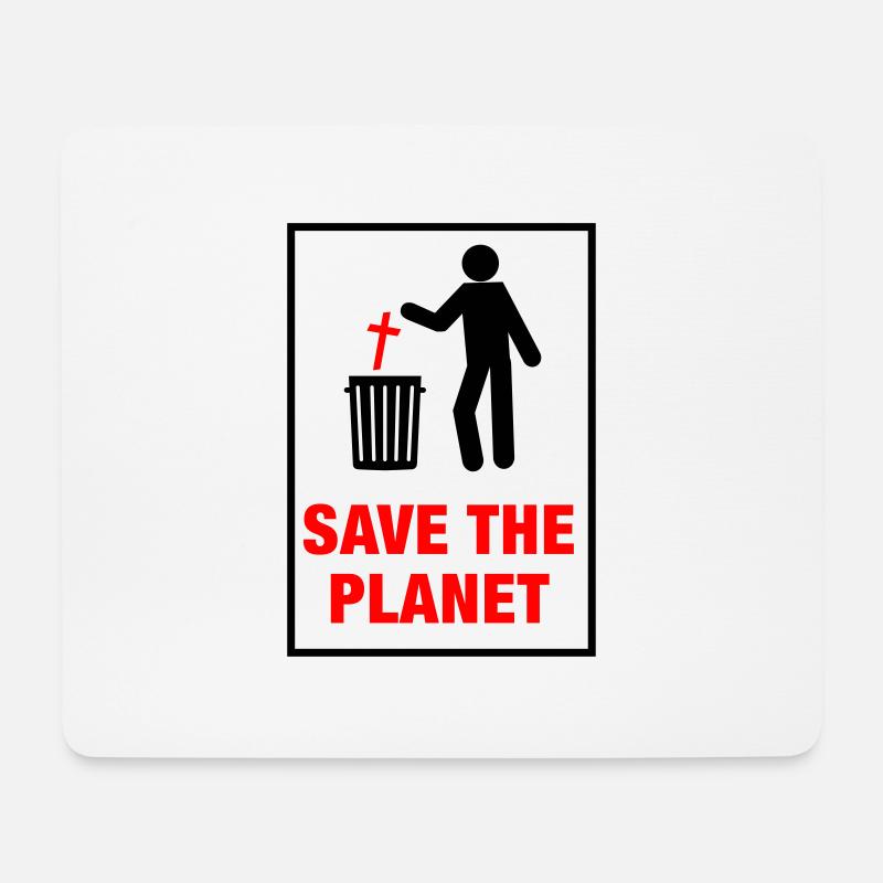 Save the planet from Church - Mousepad (Querformat) - Weiß