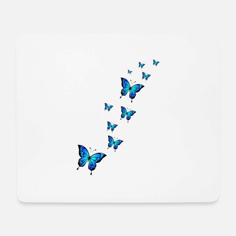 Blauer Schmetterling - Mousepad (Querformat) - Weiß