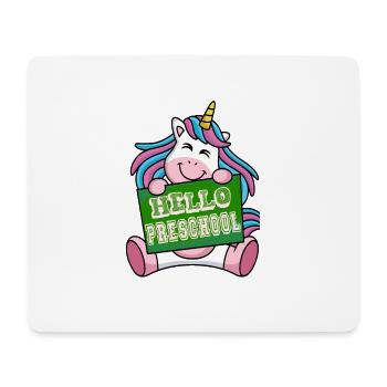 Schulkind Geschenk Einhorn Hello Preschool T-shirt - Mousepad (Querformat) - Weiß - Vorne