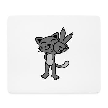 Peace Zeichen stehende Katze - Mousepad (Querformat) - Weiß - Vorne