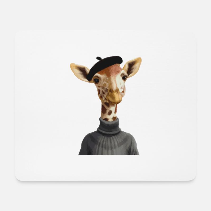 Giraffe mit Pullover und Mütze Geschenkidee - Mousepad (Querformat) - Weiß