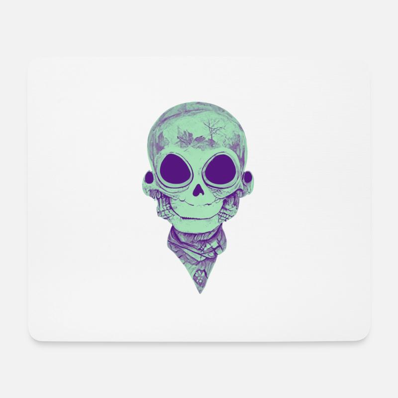 Happy Skull - Mousepad (Querformat) - Weiß