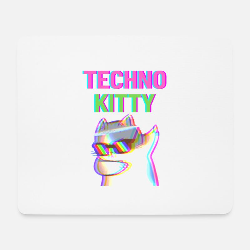 Techno Kitty - Mousepad (Querformat) - Weiß