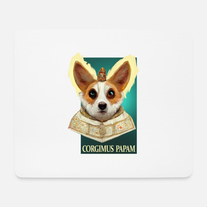 Corgi Papst - Mousepad (Querformat) - Weiß