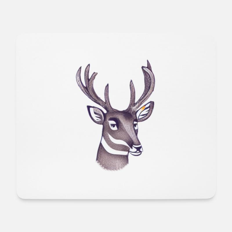 Hirschkopf im Herbst Hirsch Geweih Bock Reh Kitz 7 - Mousepad (Querformat) - Weiß
