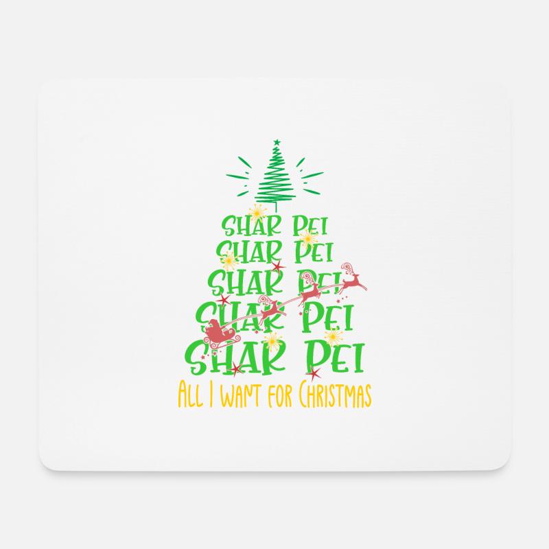 Shar Pei Hund Weihnachten Hunderasse - Mousepad (Querformat) - Weiß
