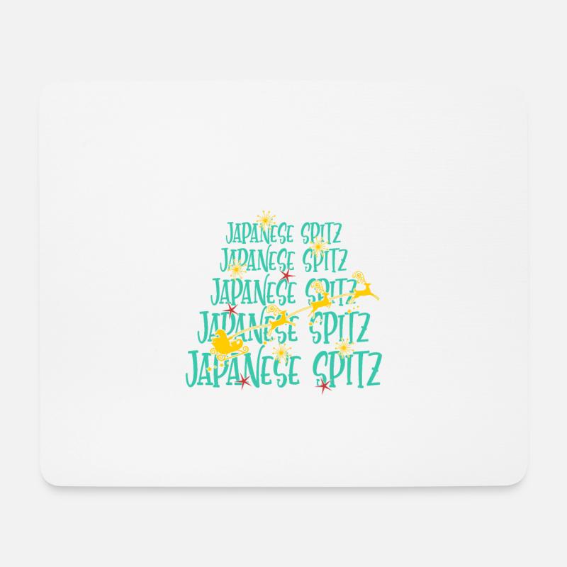 Japanischer Spitz Hund Weihnachten Hunderasse - Mousepad (Querformat) - Weiß