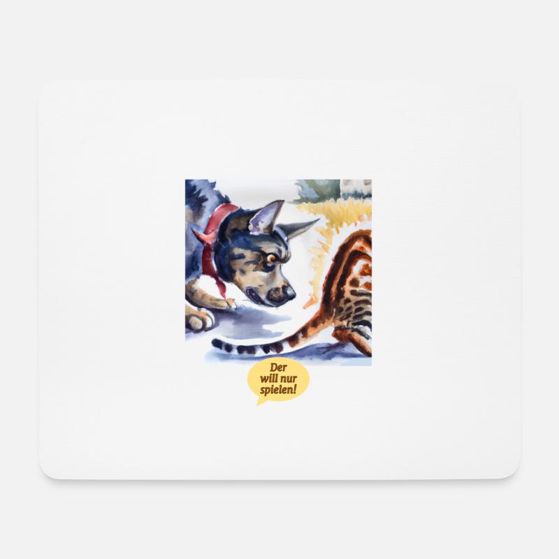 Der will nur spielen - Mousepad (Querformat) - Weiß