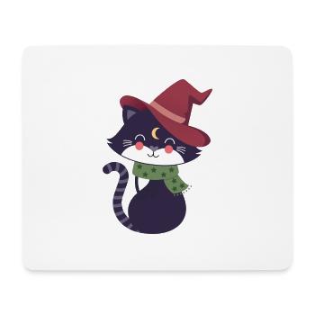 black cat with magic hat - Mouse Pad (horizontal) - white - Front