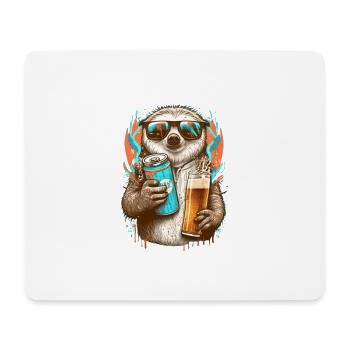 Cooles Faultier mit Bier und Sonnenbrille - Mousepad (Querformat) - Weiß - Vorne