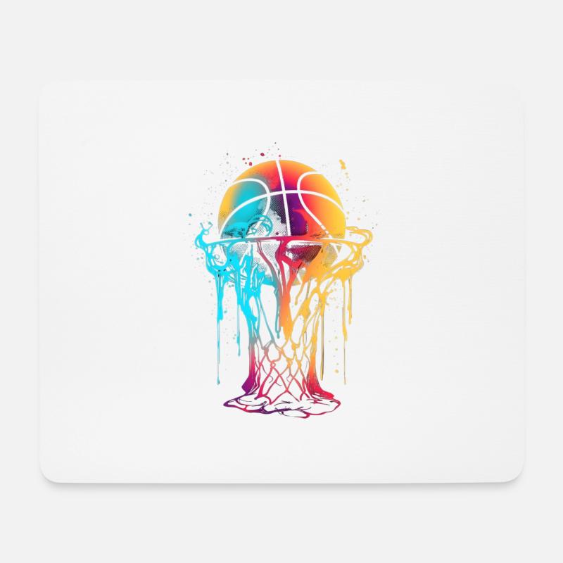 Basketball-Kunstkorb - Mousepad (Querformat) - Weiß