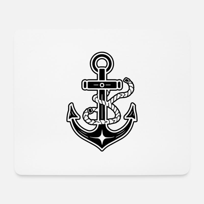 Ankarbåt Nautiska - Musmatta (liggande format) - vit