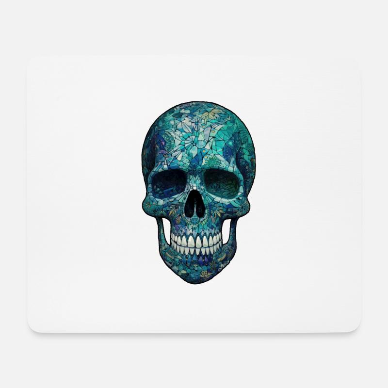 Azure Glass Skull - Mouse Pad (horizontal) - white