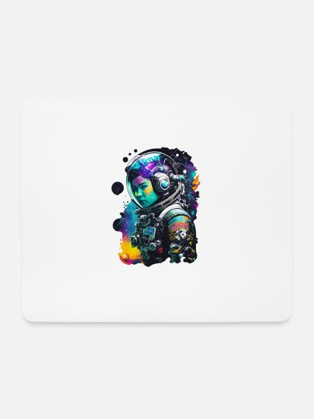 Weltraum-Astronautin auf dem Mond - Mousepad (Querformat) - Weiß