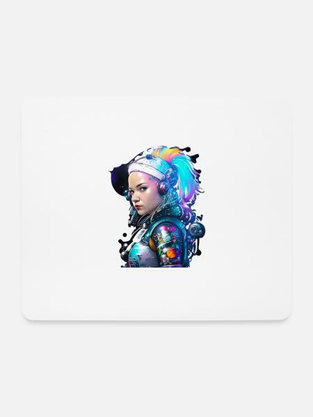 Weltraumfrau Astronautin Milchstraße Regenbogen - Mousepad (Querformat) - Weiß