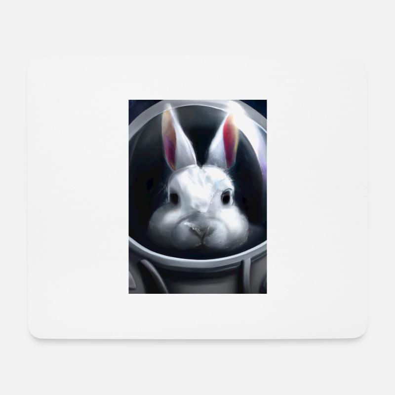 Kaninchen im Weltraum - Mousepad (Querformat) - Weiß