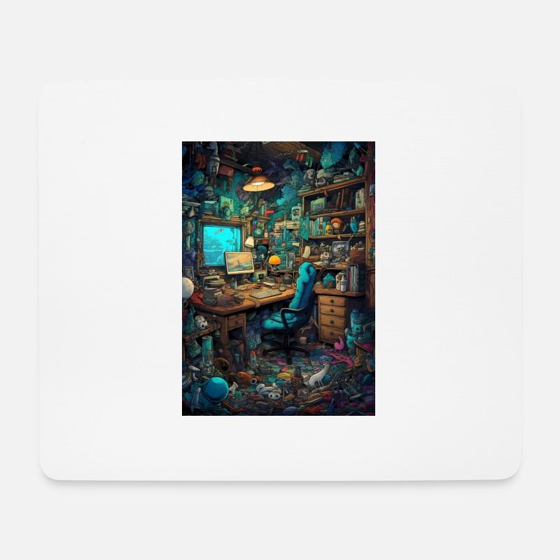 Wohnraum eines Computer Nerds - Mousepad (Querformat) - Weiß