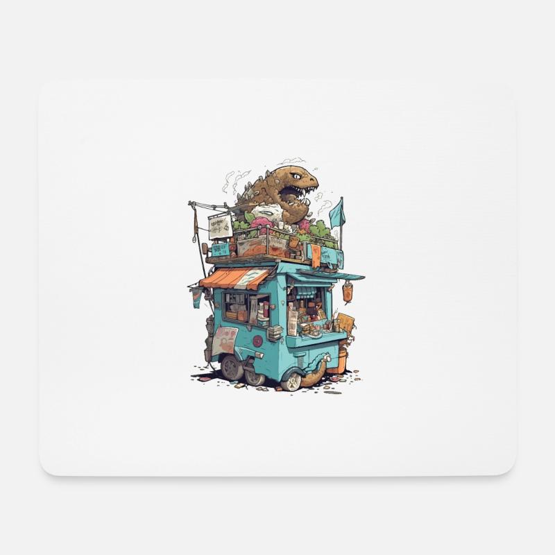 Monster-Kiosk - Mousepad (Querformat) - Weiß