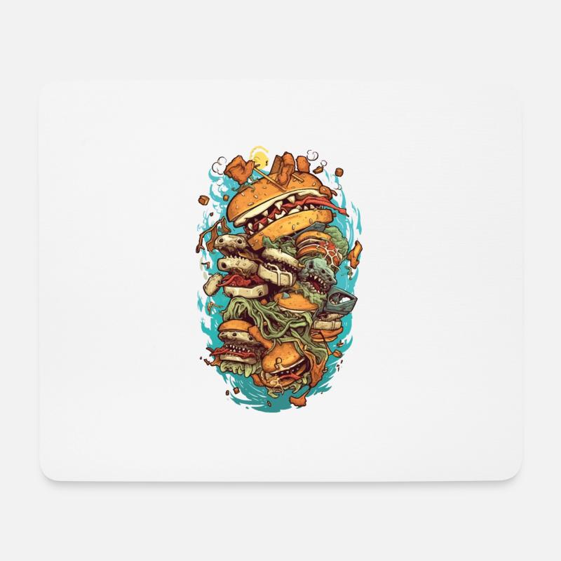 Burger Monster Design - Mousepad (Querformat) - Weiß